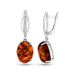 Серьги из серебра янтарь, С1166я