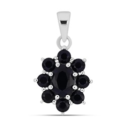 Подвеска из серебра сапфир корунд, Радмила