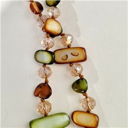 Длинное колье из натуральных камней, цвет: коричневый, зеленый, арт.018.704