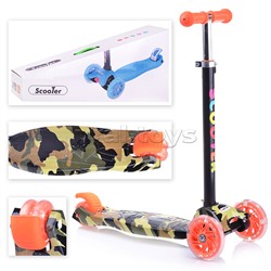 Самокат 3-х кол., оранжевый, светящиеся колёса, PVC, ABEC 7, в коробке