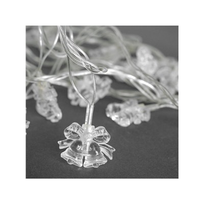 Гирлянда «Нить» 5 м с насадками «Два колокольчика», IP20, прозрачная нить, 20 LED, свечение мульти (RG/RB), мигание, 220 В