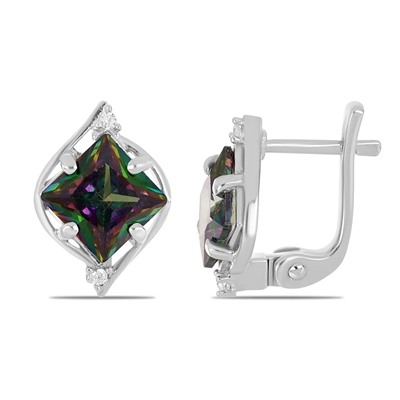 Серьги из серебра мистик кварц, Гликерия