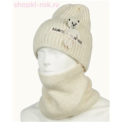 02-5-R Комплект для девочки флис (колпак+снуд) (52-54)