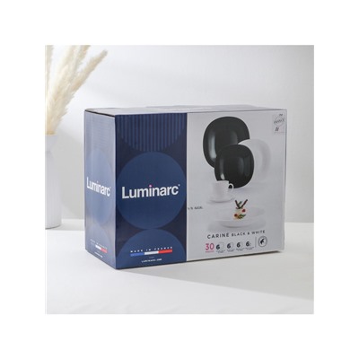 Сервиз столовый Luminarc Carine White&Black, 30 предметов, стеклокерамика, белый, чёрный