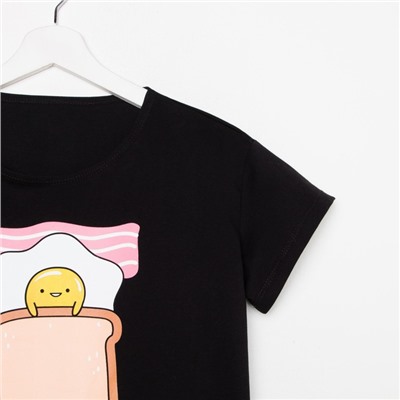 Пижама женская (футболка, брюки) KAFTAN Egg, размер 40-42, чёрная