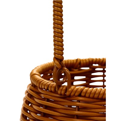 Корзина плетёная для хранения «Шар», 14×14×12 см, ручка h=16 см, пластиковая, коричневая