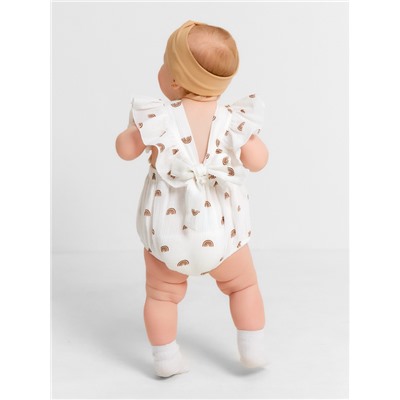 Комбинезон с рюшами Крошка Я Муслин, рост 62-68 см, молочный