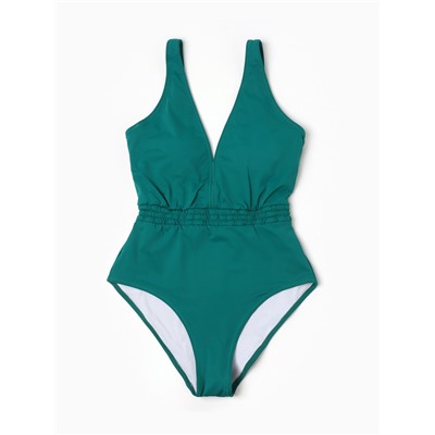 Купальник женский слитный с резинкой на талии, размер 42, зелёный