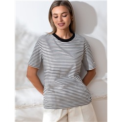 Свободная футболка в полоску из премиального хлопка с эластаном