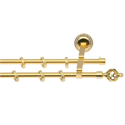 Карниз двухрядный «Фэшн», 160 см, d=1.6 см, с пластиковыми наконечниками, цвет ареццо/золото