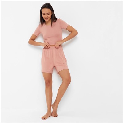 Пижама женская (футболка, шорты) MINAKU: Home collection, размер 42, розовая