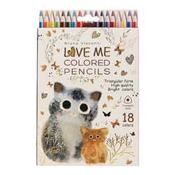 Карандаши 18цв "LOVE ME. КОТИКИ. СЧАСТЬЕ" 30-0155 Bruno Visconti