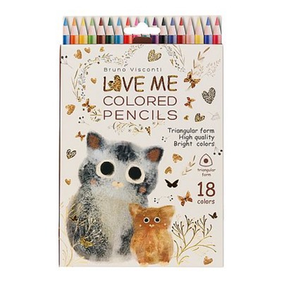 Карандаши 18цв "LOVE ME. КОТИКИ. СЧАСТЬЕ" 30-0155 Bruno Visconti