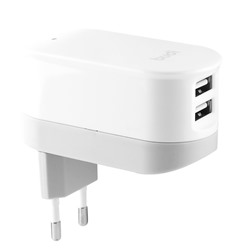 Адаптер Сетевой budi M8J029E (повр. уп.) 2USB 2,4A/10W (white)