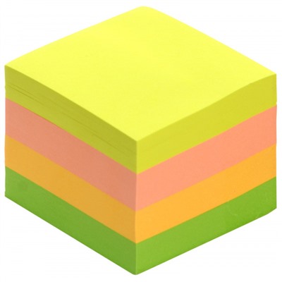 Бумага для заметок с клеевым краем 51х51 мм 400л ассорти неон 4 цв. без линовки IFSNS51-4N inФОРМАТ