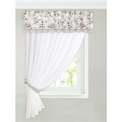 Тюль с подхватом и ламбрекеном Floral mood, 250×200 см, 100% п/э, вуаль