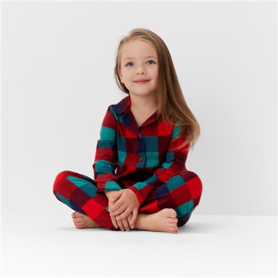 Пижама детская новогодняя (рубашка и брюки) KAFTAN Xmas mood, размер 30 (98-104 см), красно-зелёная