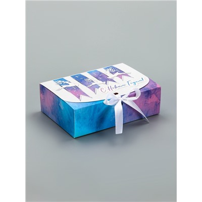 Коробка подарочная новогодняя, складная «Новогодние олени», 16×11.5×5 см