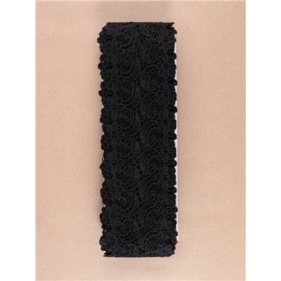 Кружево гипюровое, 65±5 мм, 6.8±0.5 м, чёрное