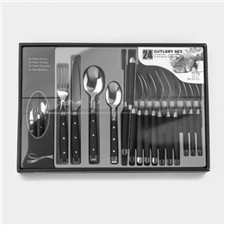 Столовые приборы «Аппетит», 24 предмета, нержавеющая сталь, цвет ручек чёрный