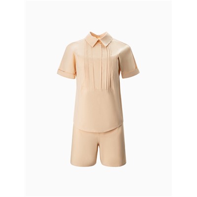 Костюм женский (рубашка, шорты) MINAKU: Enjoy, бежевый, размер 44