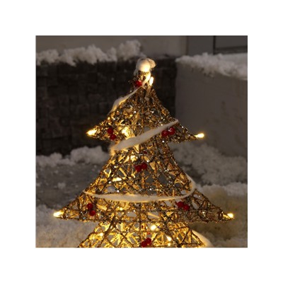 Светодиодная фигура «Ёлка с ягодами» 40×50×10 см, металл, 220 В, свечение тёплое белое