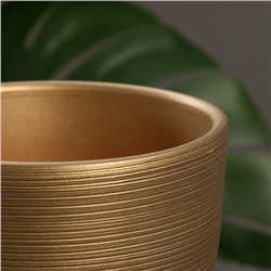 Горшок для цветов «Амелия», 2.4 л, d=17 см, h=16 см, керамика, с поддоном, золотистый