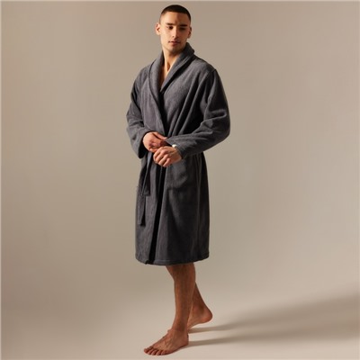 Халат махровый мужской SL HOME: Basic «Гри Сандре», размер S, хлопок 100%, тёмно-серый