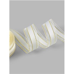 Лента декоративная, капроновая, атласная, с люрексом, 25 мм, 18±1 м, белая