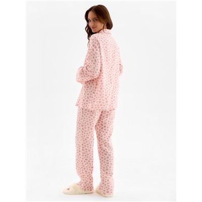 Пижама женская (рубашка, брюки) KAFTAN «Муслин: pink leopard», размер 40-42