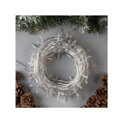 Гирлянда «Нить» 20 м, IP20, прозрачная нить, 200 LED, 8 режимов, 220 В, свечение синее