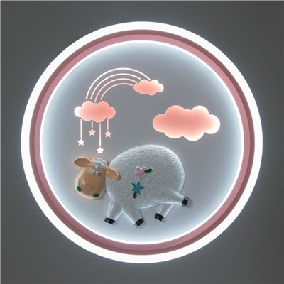 Светильник «Овечка» LED 48 Вт 3000-6000К розовый 50×50×6 см BayerLux