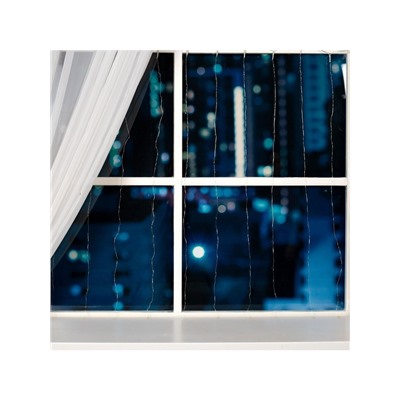 Гирлянда «Занавес» 1×1 м роса, IP20, серебристая нить, 100 LED, свечение мульти, 12 В