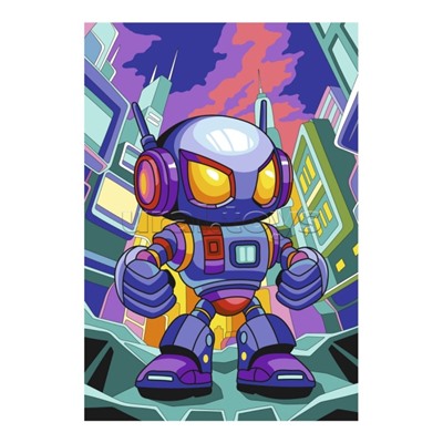 Картина по номерам на холсте 20х30 "Нео-робот"