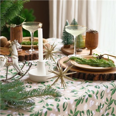 Скатерть новогодняя Доляна Frosty berries 149×250 ±3 см, 100% хлопок, рогожка 164 г/м²