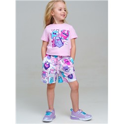 Комплект трикотажный для девочек: фуфайка (футболка), шорты