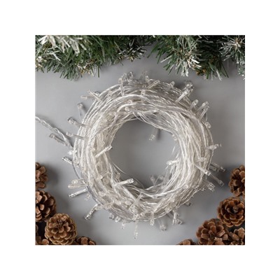 УЦЕНКА Гирлянда «Нить», 20 м, IP20, 200 LED, 220 В, 8 режимов, прозрачная нить, свечение белое