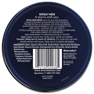 Nivea, Men, крем, 150 г (5,3 унции)