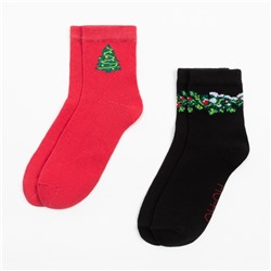 Носки женские новогодние KAFTAN «Счастье» размер 36-40 (23-25 см), набор 2 пары