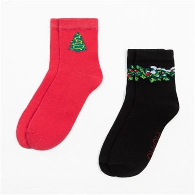 Носки женские новогодние KAFTAN «Счастье» размер 36-40 (23-25 см), набор 2 пары