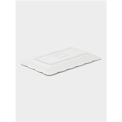 Блюдо сервировочное «Красный бутон», 25.5×16×2.5 см, керамика, белое