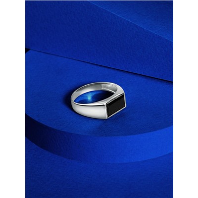 Печатка из серебра с фианитом родированная 3302720р