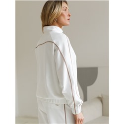 Свободный бомбер с лампасами на молнии из петельчатого футера двухнитки с эластаном