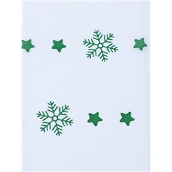 Бумага упаковочная новогодняя тишью «Снежинки со звездами», зелёный, 50×66 см