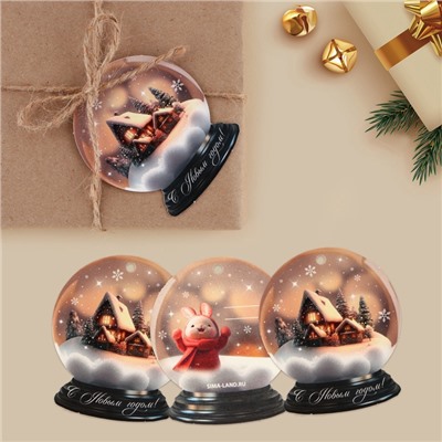 Шильдик новогодний декоративный на подарок «Снежный шар», 6×7 см