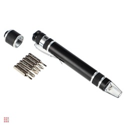 Фонарь-мультиинструмент, с клипсой для крепления, 6 отверток, 4xLR41, 12,8х1,6см