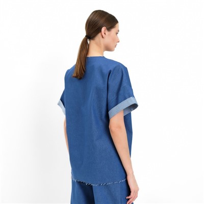 Футболка женская оверсайз MINAKU: Jeans Collection, цвет электрик, размер 46