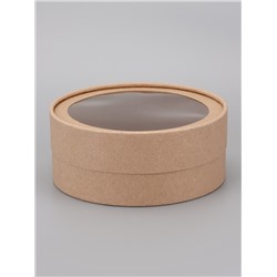 Набор круглых подарочных коробок, завальцованные с окном, крафт, набор 8 шт., 15×6 см