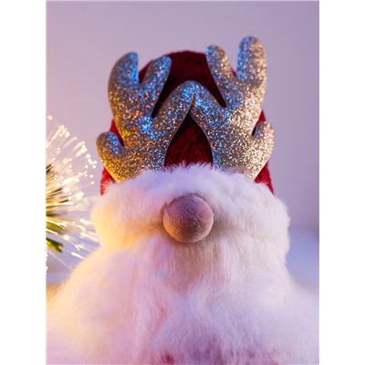 Фигура текстиль «Гном красная шапочка» 33 см, 1 LED, от батареек AG10×3, свечение тёплое белое