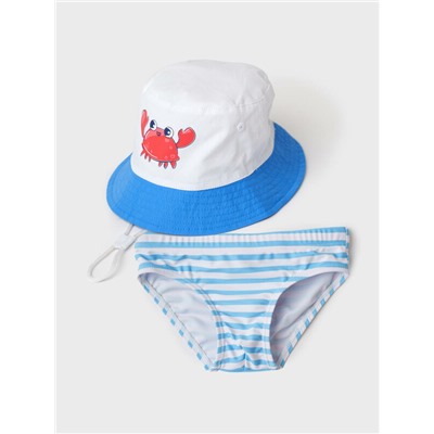 Комплект детский для мальчиков: плавки трикотажные, панама текстильная